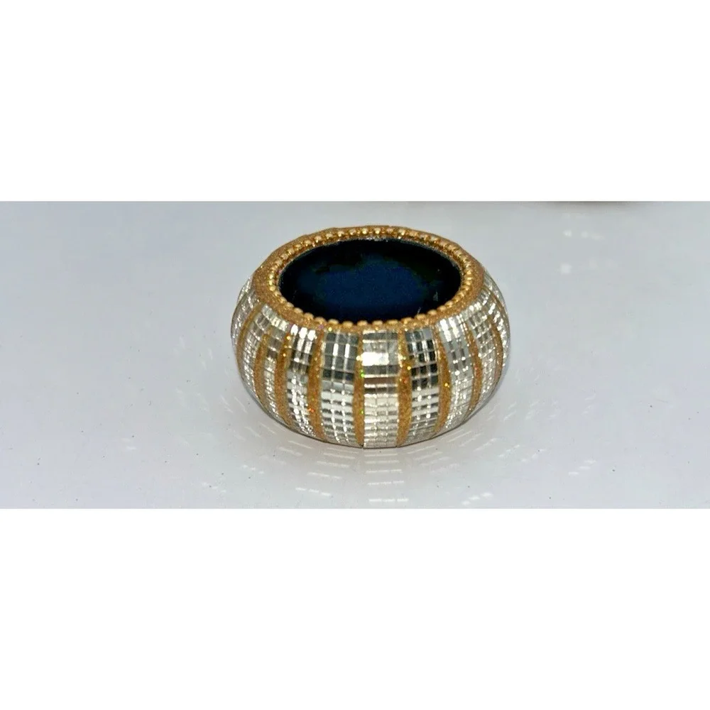 Gold Toned and Mirrored Napkin Rings Set Of 8 Elegant Round 2X1
